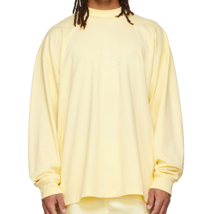 FEAR OF GOD ESSENTIALS Yellow Flocked Long Sleeve T-Shirt