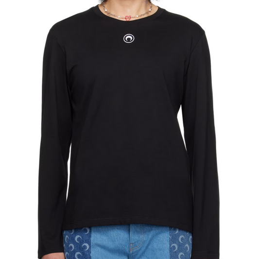 Marine Serre Black Plain Long Sleeve T-Shirt