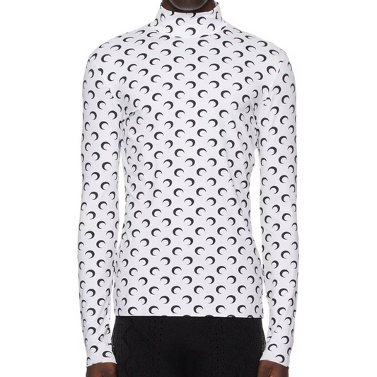 Marine Serre White All Over Moon Turtleneck