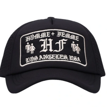 HOMME + FEMME LA Old English logo trucker hat