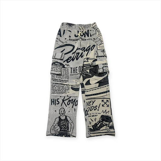 MARQ THE LABEL RETRO SNEAKER CARGO TAPESTRY PANTS