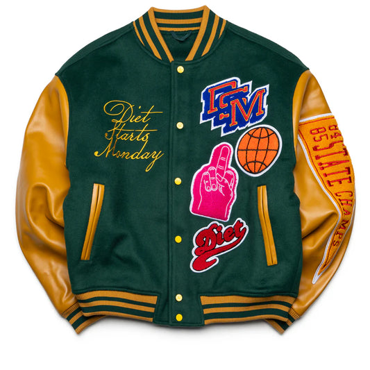 Diet Starts Monday Varsity Jacket Green / Gold