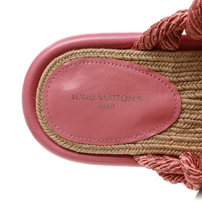 Louis Vuitton Fabric Maia Rope Flat Sandal Rose Clair Size 38 Women
