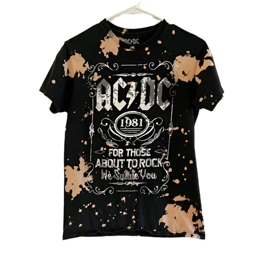 Vintage AC/DC Bleached S/S Tee Black